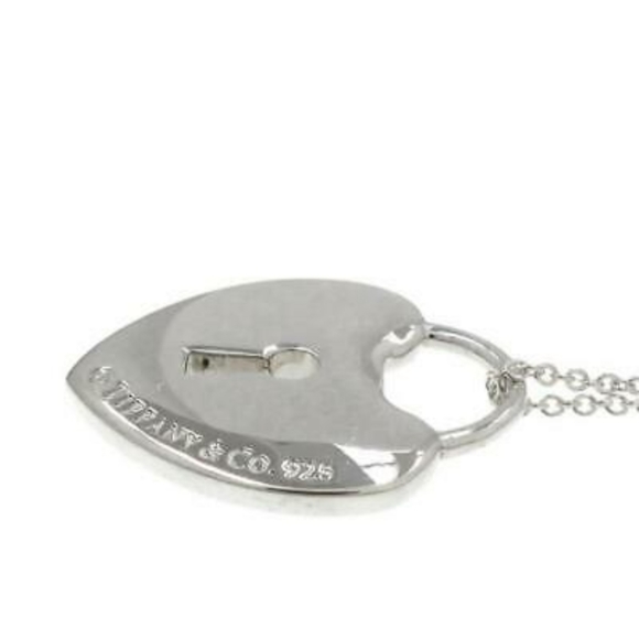 Tiffany & Co. Heart Padlock Lock Necklace 16" Sterling Silver 925 - Picture 2 of 9